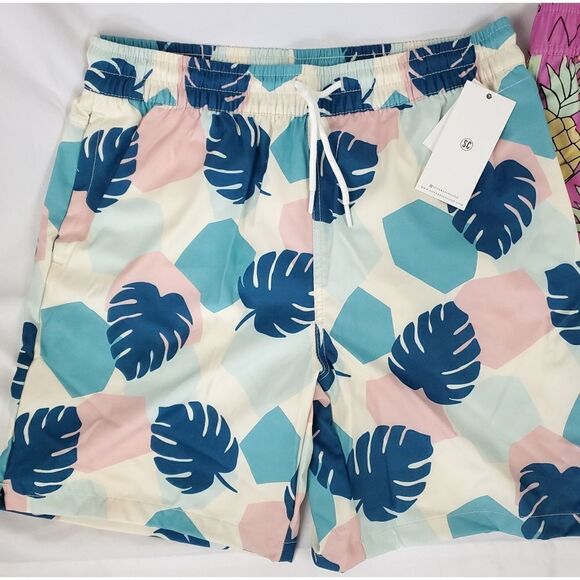 Sovereign Code 🌴 Seaglass Leaves Men's Swimming trunks suit  sz L - Picture 4 of 5